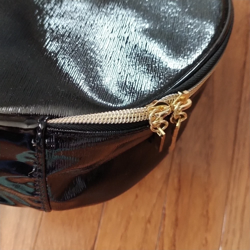 Lancome Faux Black Leather Train Make-up Travel Case